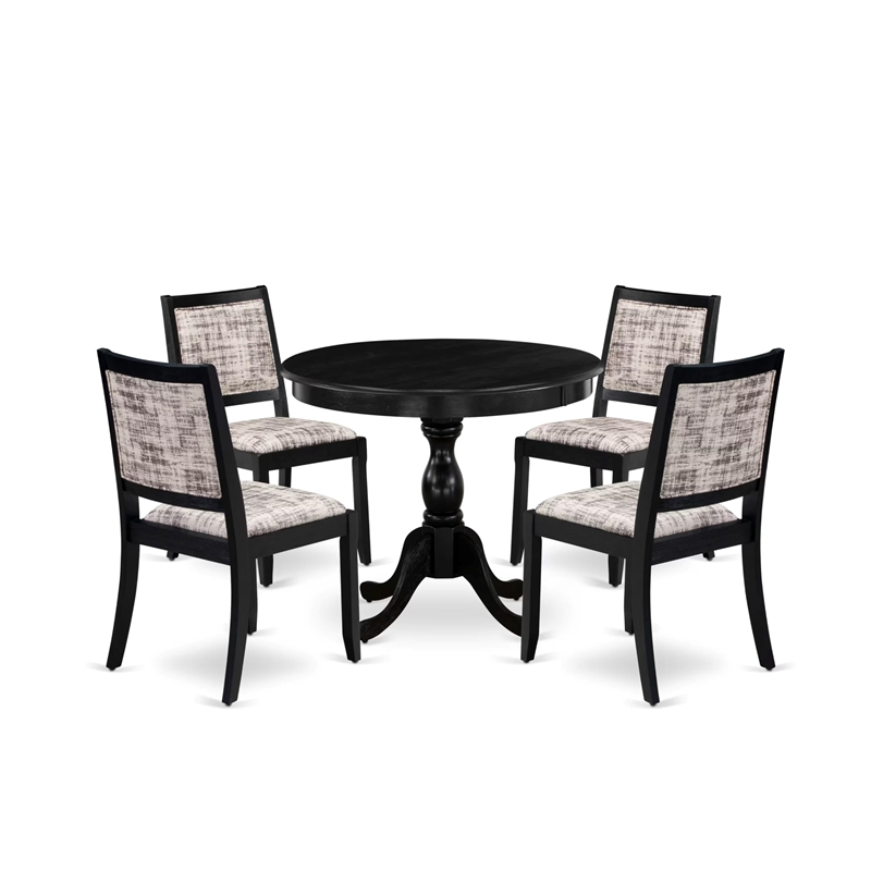 Pemberly Row 5-Piece Rubberwood Kitchen Set with Round Table in Black