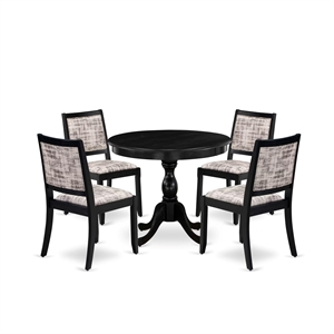 Pemberly Row 5-Piece Rubberwood Kitchen Set with Round Table in Black