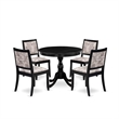 Pemberly Row 5-Piece Rubberwood Kitchen Set with Round Table in Black