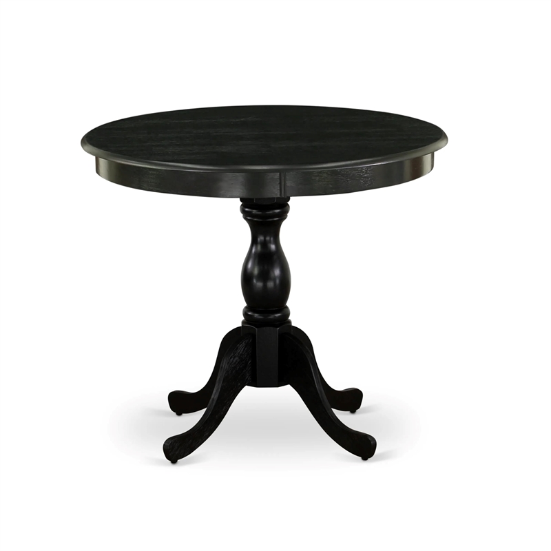 Pemberly Row 5-Piece Rubberwood Kitchen Set with Round Table in Black