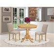 Pemberly Row 3-Piece Dining Set with Wood Table and Fabric Chairs in Oak