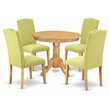 Pemberly Row 5-Piece Dining Set in Oak/Limelight with Upholstered Chairs