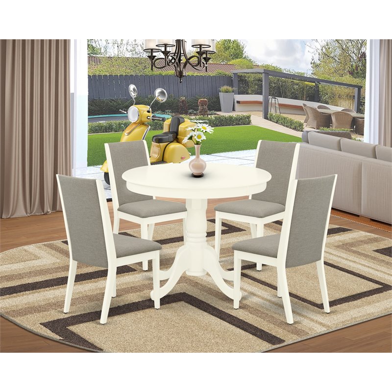 Pemberly Row 5-Piece Wood Dining Set in Linen White and Shitake