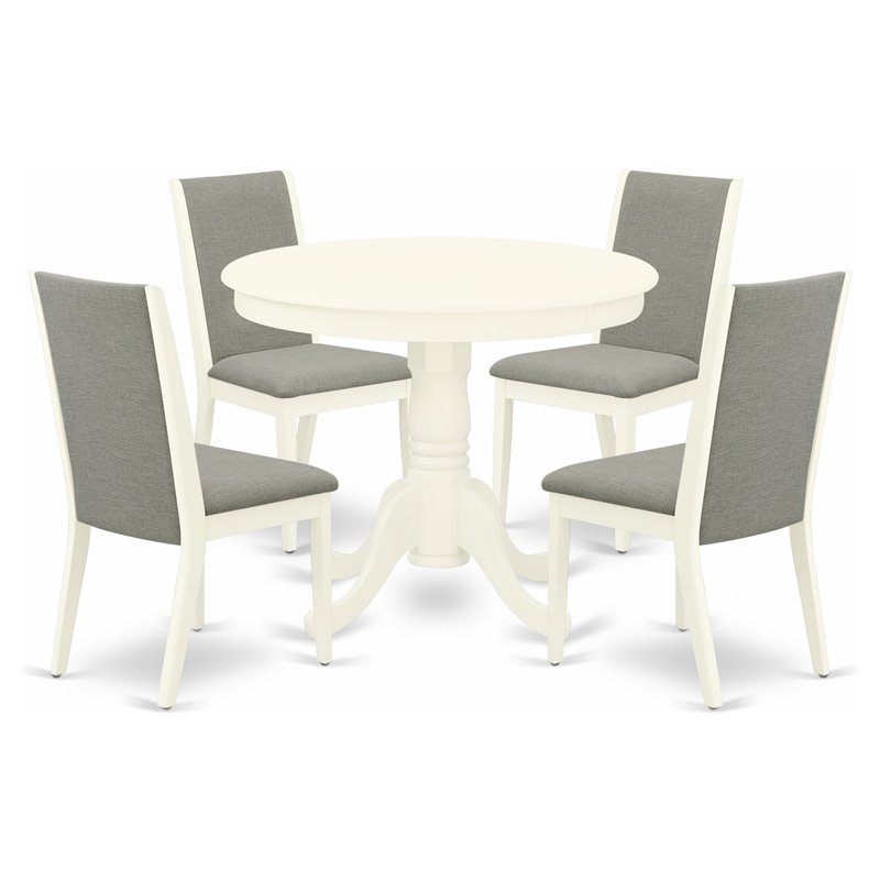 Pemberly Row 5-Piece Wood Dining Set in Linen White and Shitake