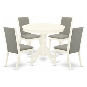 Pemberly Row 5-Piece Wood Dining Set in Linen White and Shitake