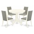 Pemberly Row 5-Piece Wood Dining Set in Linen White and Shitake