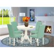 Pemberly Row 5-Piece Wood Dining Set in Linen White and Pond