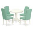 Pemberly Row 5-Piece Wood Dining Set in Linen White and Pond