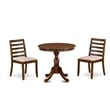 Pemberly Row 3-Piece Wood Dining Set with Round Table in Walnut