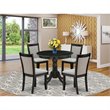 Pemberly Row 5-Piece Wood Dining Set with Upholstered Chairs in Shitake