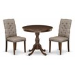 Pemberly Row 3-Piece Wood Pedestal Dining Table Set with Mahogany Finish