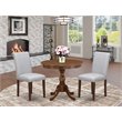 Pemberly Row 3-Piece Dining Set with High Back Chairs & Walnut Finish