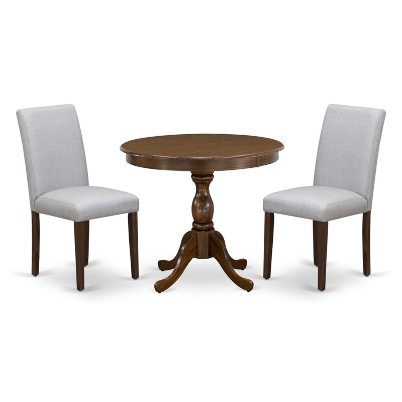 Pemberly Row 3-Piece Dining Set with High Back Chairs & Walnut Finish