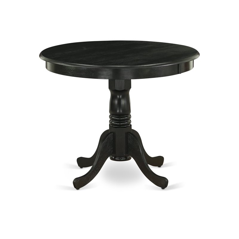 Pemberly Row 5-Piece Wood Dining Table Set in Black with Round Table