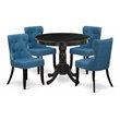 Pemberly Row 5-Piece Wood Dining Table Set in Black with Round Table