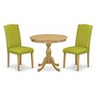 Pemberly Row 3-Piece Oak Wood Dining Set with PU Leather Chairs