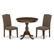 Pemberly Row 3-Piece Dining Set with High-Back Chairs in Mahogany Finish