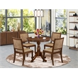 Pemberly Row 5-Piece Dining Set with Walnut Finish and Faux Leather Seats