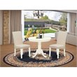 Pemberly Row 3-Piece Round Dining Table Set Linen White & Cream