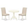Pemberly Row 3-Piece Round Dining Table Set Linen White & Cream