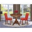 Pemberly Row 3-Piece Round Dinette Table Set in Mahogany & Firebrick Red