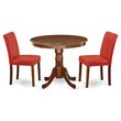 Pemberly Row 3-Piece Round Dinette Table Set in Mahogany & Firebrick Red