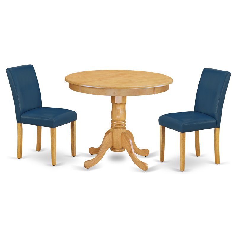 Pemberly Row 3-Piece Traditional Wood Dinette Set in Oak Finish