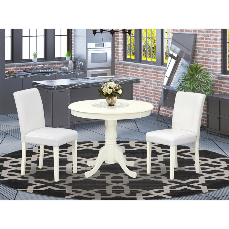Pemberly Row 3-Piece Wood Dinette Table Set in Linen White Finish
