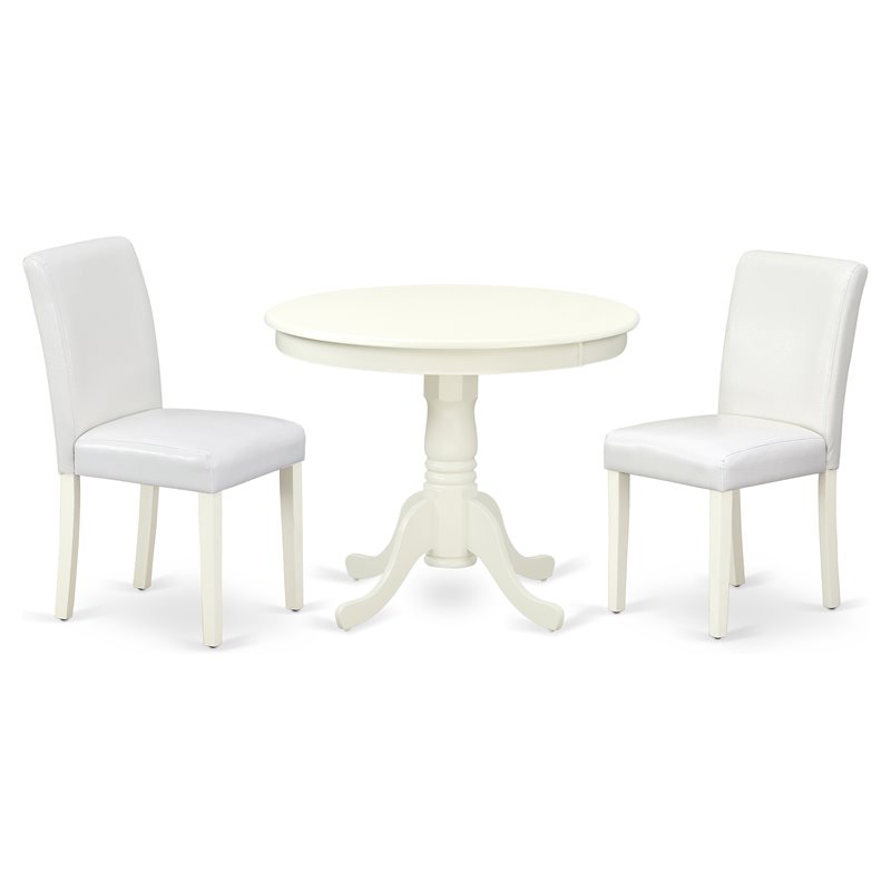 Pemberly Row 3-Piece Wood Dinette Table Set in Linen White Finish