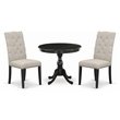 Pemberly Row 3-Piece Dining Set with Button-Tufted Chairs and Linen Fabric