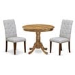 Pemberly Row 3-Piece Wood Dining Set with Round Table in Natural Finish