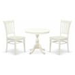 Pemberly Row 3-Piece Slatted Dining Set with Pedestal Table in Linen White