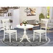 Pemberly Row 3-Piece Slatted Dining Set with Pedestal Table in Linen White