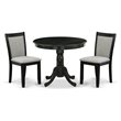 Pemberly Row 3-Piece Dining Set in Black Finish with Upholstered Chairs