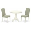 Pemberly Row 3-Piece Wood Dining Set with Linen Upholstery in White/Shitake