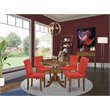 Pemberly Row 5-Piece Wood Dining Set in Mahogany/Firebrick Red Finish