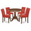 Pemberly Row 5-Piece Wood Dining Set in Mahogany/Firebrick Red Finish