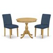 Pemberly Row 3-Piece Wood Dining Set with Oasis Blue Chairs in Oak