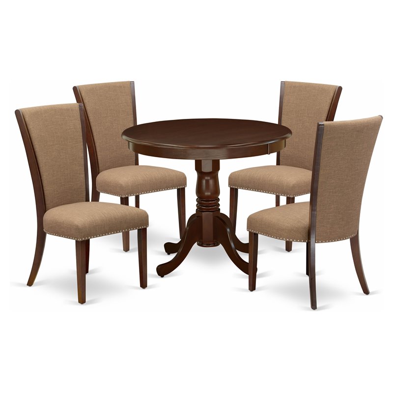 Pemberly Row 5-Piece Wood Dining Set in Mahogany/Light Sable Finish