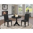 Pemberly Row 3-Piece Dining Set with Black Finish and Linen Upholstery