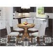 Pemberly Row 5-Piece Dining Set with Natural/Gray Finish and Wooden Chairs