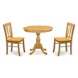 Pemberly Row 3-Piece Wooden Dining Set with Round Table in Oak Finish