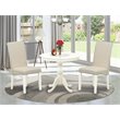 Pemberly Row 3-Piece Dining Table Set with Parson Chairs in Linen White