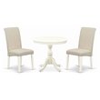 Pemberly Row 3-Piece Dining Table Set with Parson Chairs in Linen White