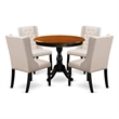 Pemberly Row 5-Piece Dining Set with Round Table and Tufted Chairs in Black