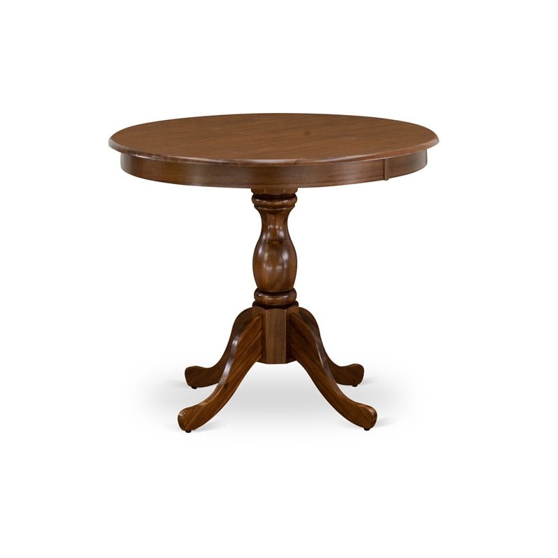 Pemberly Row 3-Piece Wood Dining Room Set in Walnut & Linen Fabric