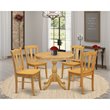 Pemberly Row 5-Piece Wooden Dining Set with Round Table in Oak Finish