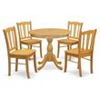 Pemberly Row 5-Piece Wooden Dining Set with Round Table in Oak Finish