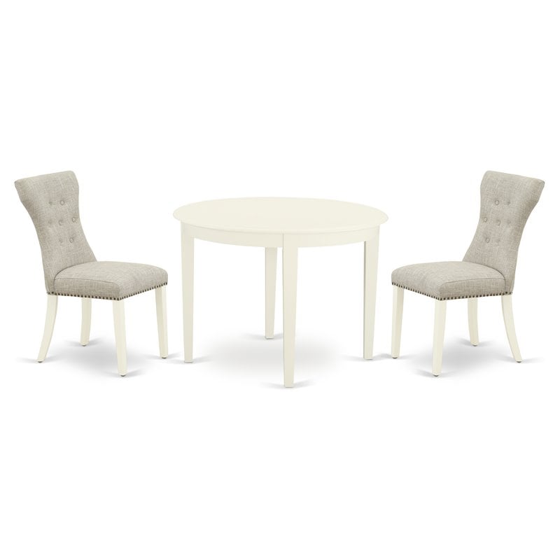 Pemberly Row 3-Piece Wood Dinette Set in Linen White with Round Table