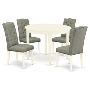 Pemberly Row 5-Piece Wood Dining Set in Linen White and Smoke Finish